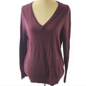 a new day Women's V Neck Sweater - Burgundy